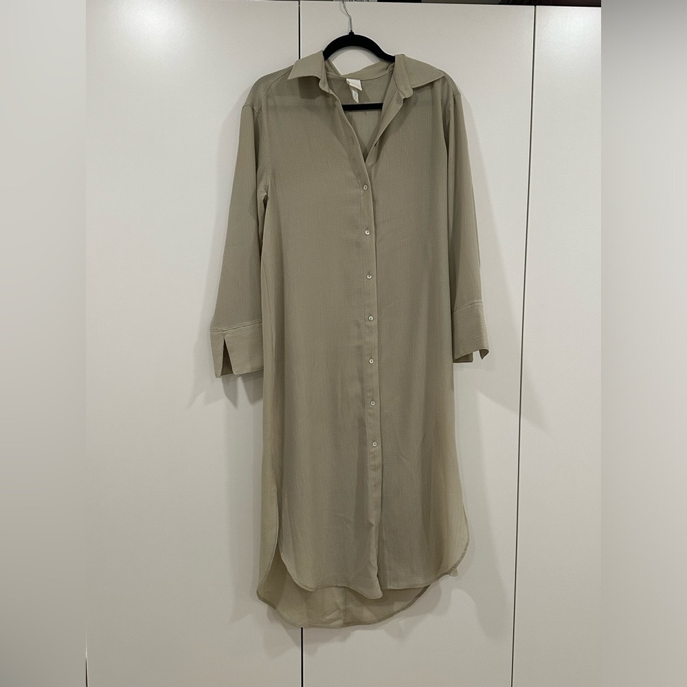 Elegant Beige Button-Down Dress
